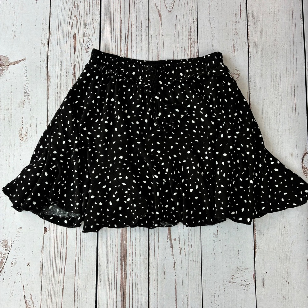 Blue B Collection Black Polka Dot Ruffle Skort Mini Skirt Shorts S12427 Womens M